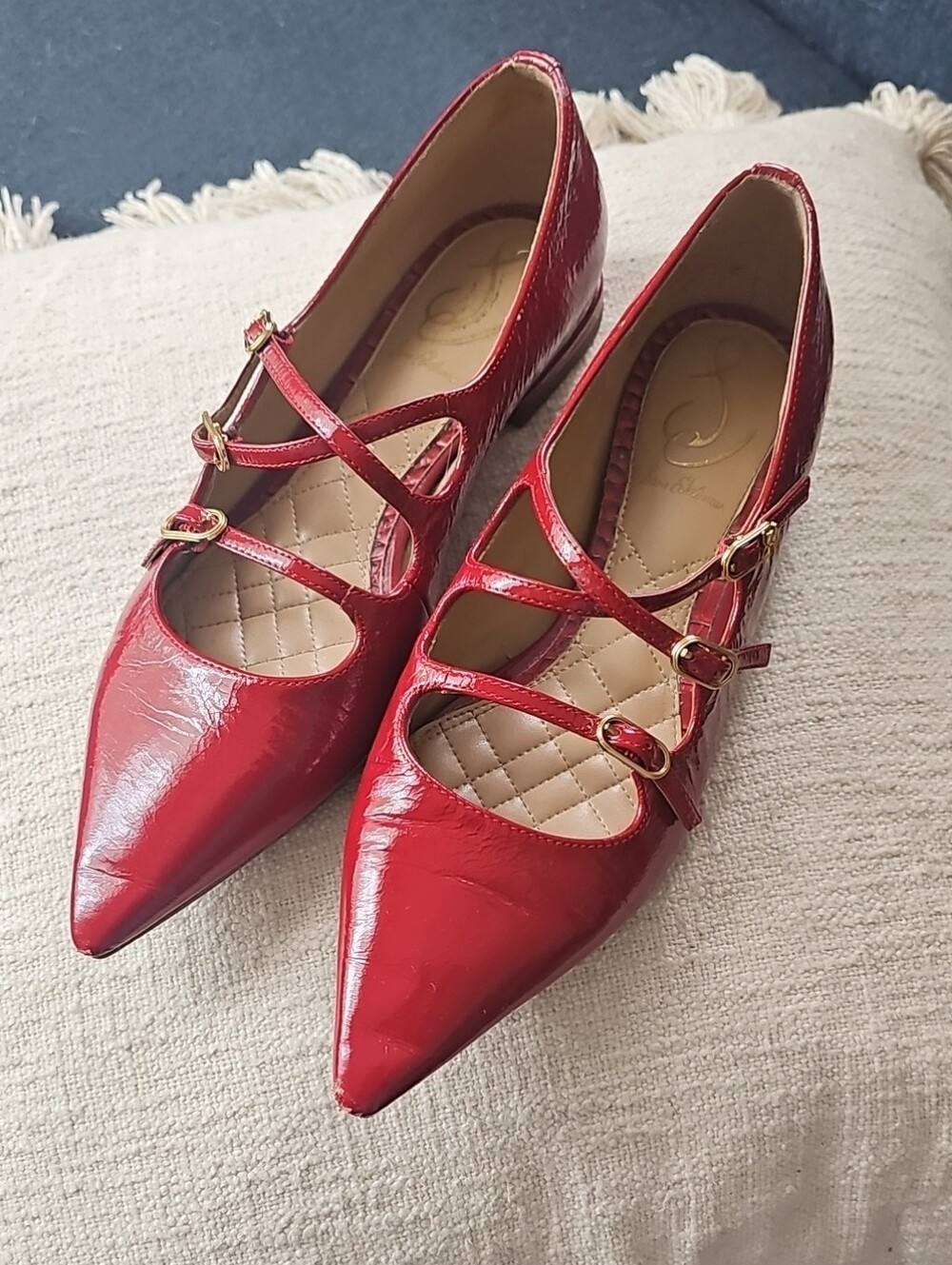 Sam Edelman Red Pointed-Toe Mary Jane Flats